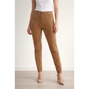 ALICE + OLIVIA Camel Suede Equestrian Slim Riding Pants Leggings \\ 2